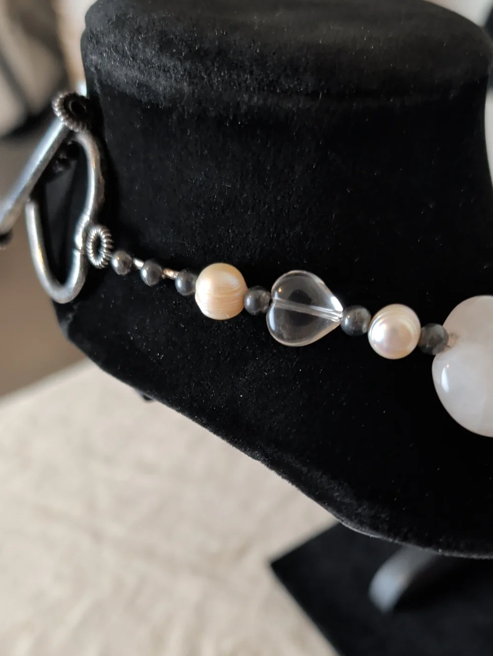 925 Sterling Silver Freshwater Pearl & Natural Gemstone Necklace Artisan